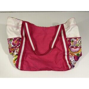 Vera Bradley Large Colorblock Tote Canvas Pink Bag Lilli Bell 14" X 12" X 8"